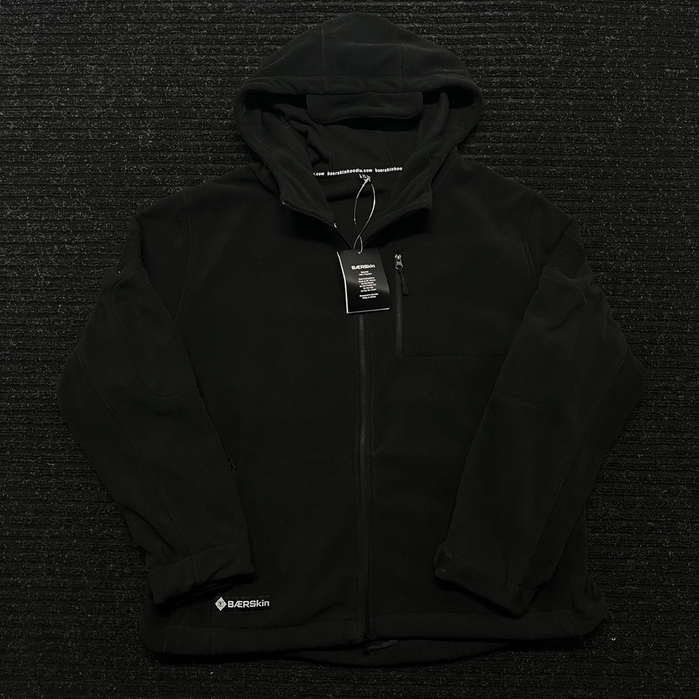 Baerskin Tactical Supply Co Fleece Hoodie Black Full Zip Jacket Mens 2XL New